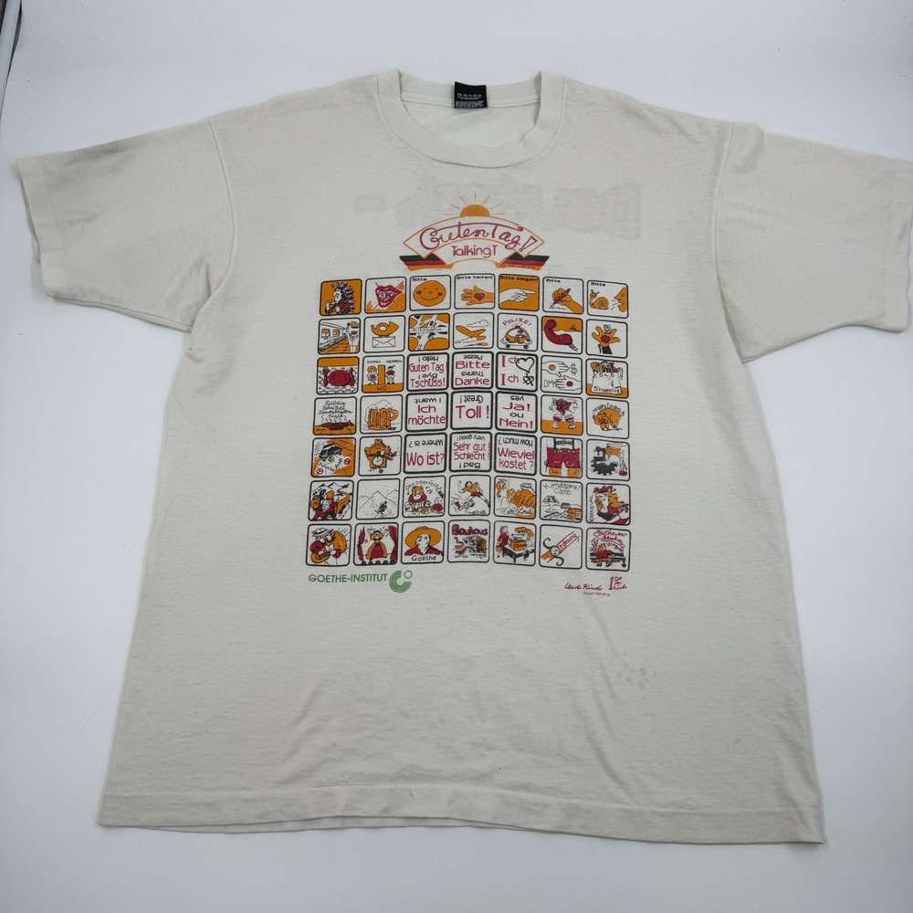 Vintage 1989 Screen Stars Best German Talking T Goethe-Institut‎ Shirt XL USA